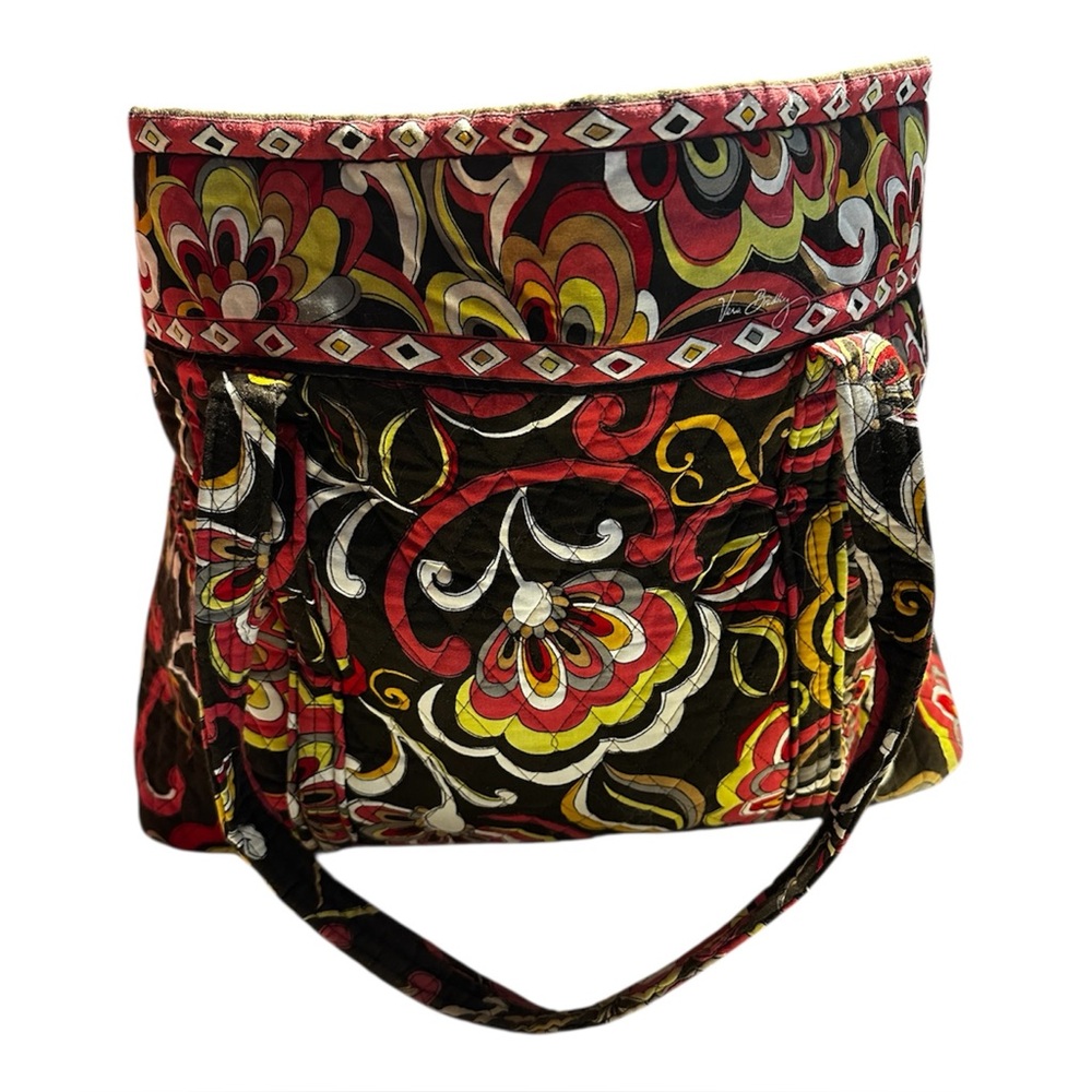 Vera Bradley Large Tote Bag Puccini Pattern Quilted Floral Retired BoHo Brown